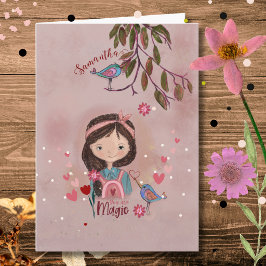 Tarjeta Caprichosa Eres Mágica - Cumpleaños de Niña y Pája