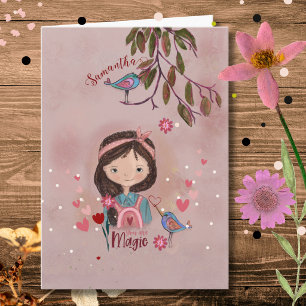 Tarjeta Caprichosa Eres Mágica - Cumpleaños de Niña y Pája