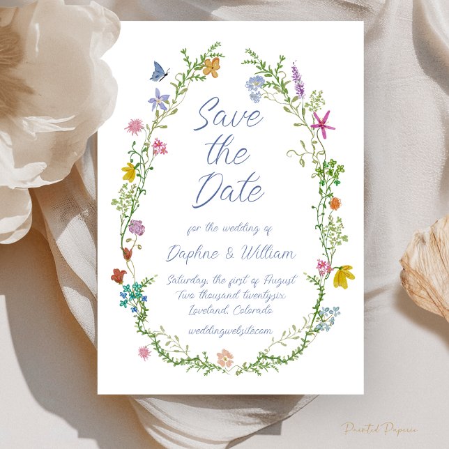 Tarjeta caprichosa floral para guardar la fecha (Whimsical Floral Save the Date Card
)