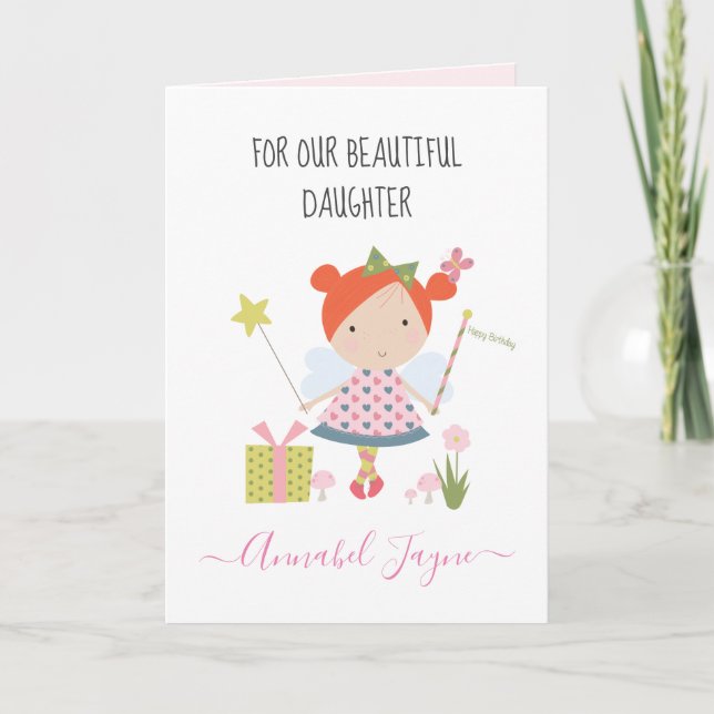 Tarjeta caprichosa para chicas de hadas de cumplea (Anverso)