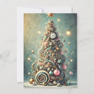 Tarjeta caprichosa pastel de árbol de Navidad de s