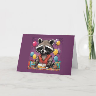 Tarjeta Caprichoso dibujo animado de mapache bebé Feliz Cu