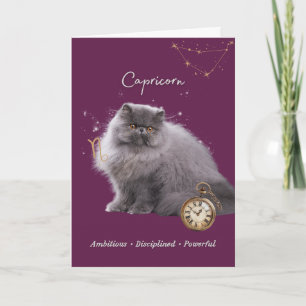 Tarjeta Capricorn Cat Birthday Card