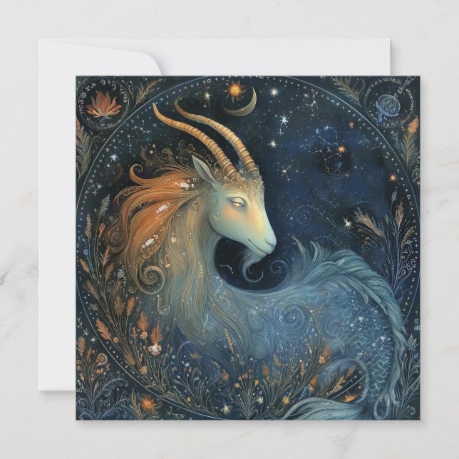 Tarjeta Capricorn Goat Zodiac Astrology Mystical Birthday (Anverso)