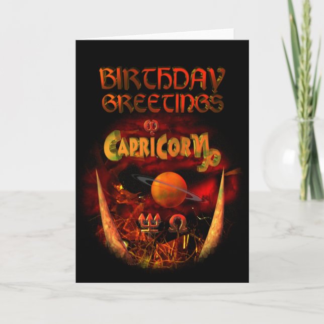 Tarjeta Capricorn Zodiac Birthday Greetings by Valxart (Anverso)