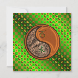 Tarjeta Capricornio y cabra de madera