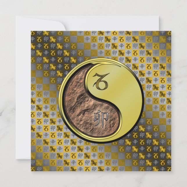 Tarjeta Capricornio y conejo Metalizado (Anverso)