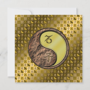 Tarjeta Capricornio y rata Metalizado