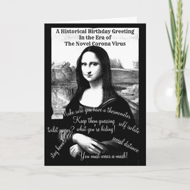 Tarjeta Cápsula del tiempo Covid-19 con la Mona Lisa (Anverso)