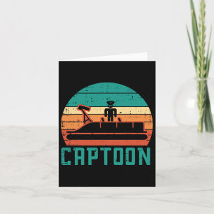 Tarjeta Captoon Boat Sunset Retro Pontoon Capitán Hombres