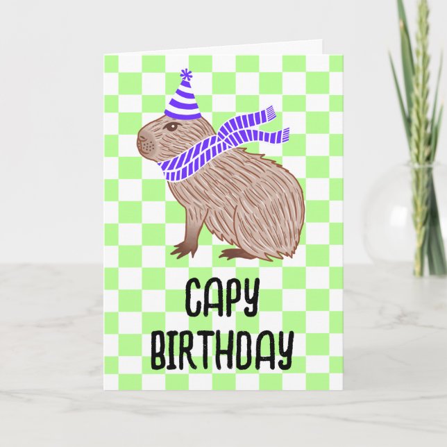 Tarjeta Capy Birthday Funny Capybara Lover Saludo (Anverso)