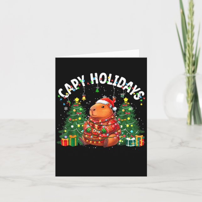 Tarjeta Capy Holidays Capybara Santa Hat Xmas Men Women Ki (Anverso)