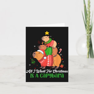 Tarjeta Capy Navidad Lindos Pijamas De Capybara Arbol De N