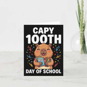 Tarjeta Capybara 100.º día de escuela Lindo animal capy