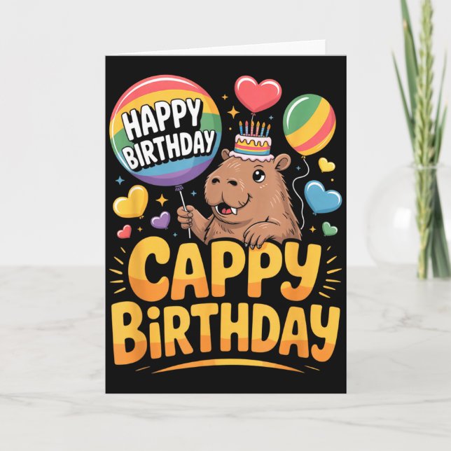 Tarjeta Capybara Animal Lover Fun Cappy Birthday Party Sup (Anverso)