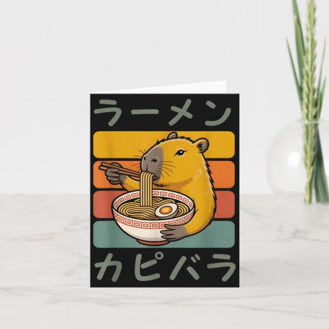 Tarjeta Capybara Anime Graphic Ramen Kawaii Japanese Vinta (Anverso)