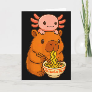 Tarjeta Capybara Anime Ramen Axolotl Divertido Gráfico Kaw