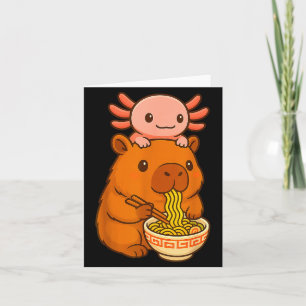 Tarjeta Capybara Anime Ramen Axolotl Divertido Gráfico Kaw