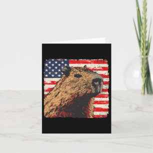 Tarjeta Capybara bandera de EE. UU. Amantes del 4 de julio