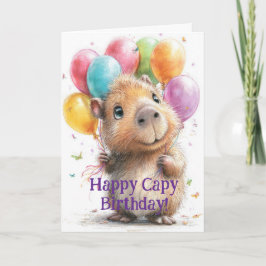 Tarjeta Capybara Birthday Card • Cute Balloon Design
