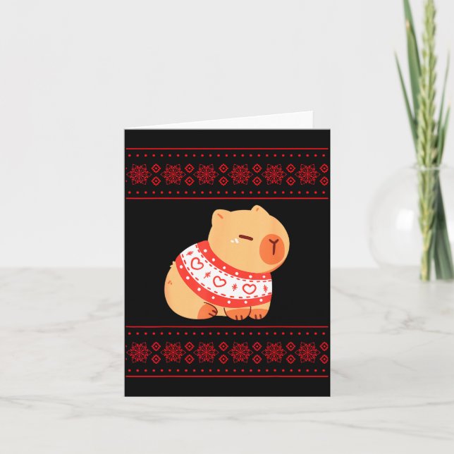 Tarjeta Capybara Christmas Sweater  (Anverso)