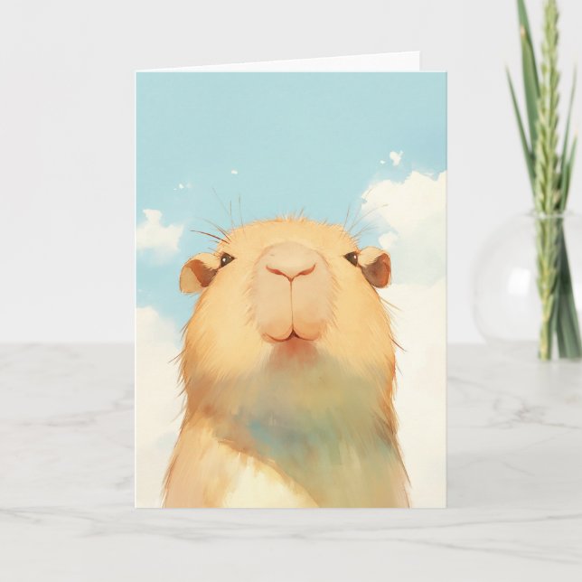 Tarjeta Capybara Cute Face (Anverso)