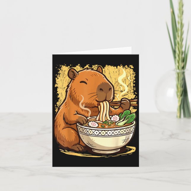 Tarjeta Capybara Eating Ramen Noodles  (Anverso)