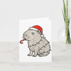 Tarjeta Capybara fumando feo cigarrillo de Navidad Gen Z
