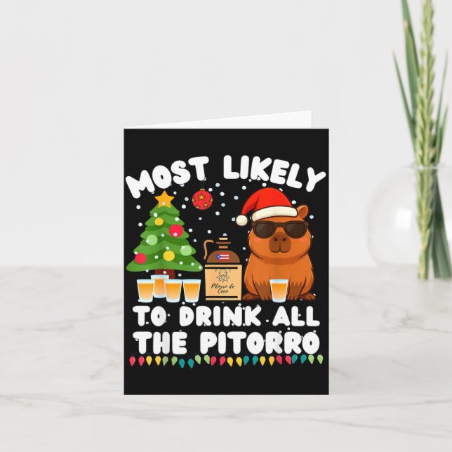 Tarjeta Capybara Most Likely To Drink All The Torro Funny  (Anverso)