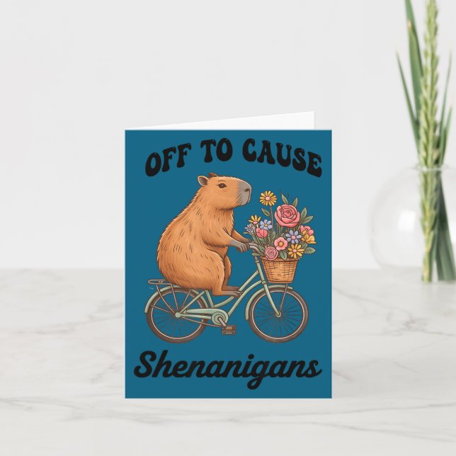 Tarjeta Capybara off to cause shenanigans st patricks day (Anverso)