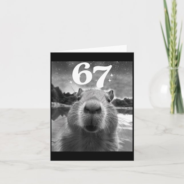 Tarjeta Capybara Selfie With 67 Meme Capy Graphic For Men  (Anverso)