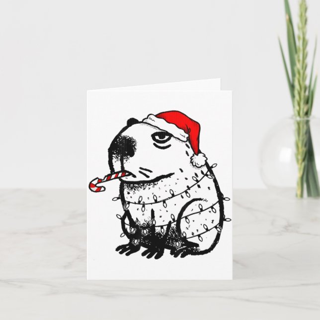 Tarjeta Capybara Smoking Christmas Ugly Cigarette Gen Z  (Anverso)