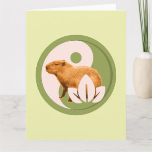 Tarjeta Capybara Zen Yin Yang Naturaleza Pacífica