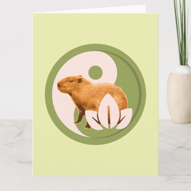Tarjeta Capybara Zen Yin Yang Naturaleza Pacífica (Anverso)