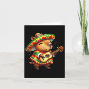Tarjeta Capybyra Sombrero Guitar Cinco De Mayo Niño Mexica