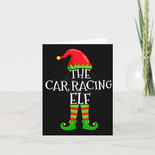 Tarjeta Car Racing Elf Family Matching Christmas Group  (Anverso)