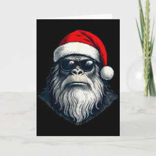 Tarjeta Cara de Bigfoot Gafas de sol Papá Noel Navidad Div