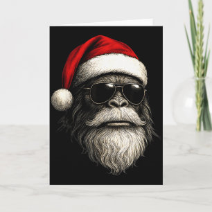 Tarjeta Cara de Bigfoot Gafas de sol Papá Noel Navidad Div