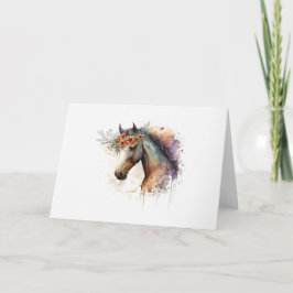 Tarjeta Cara de caballo con flores