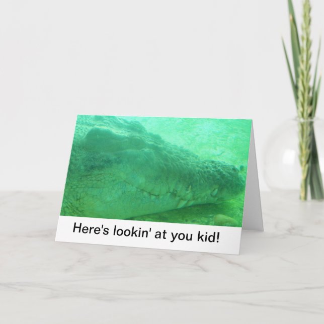 Tarjeta Cara de caimán verde en un blanco (Anverso)