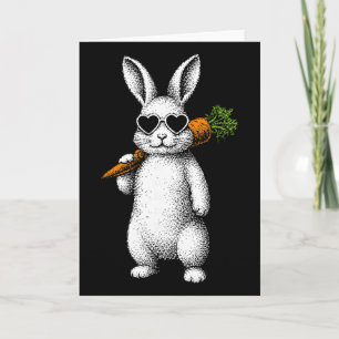 Tarjeta Cara de conejito con gafas de sol Día de Pascua pa