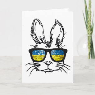 Tarjeta Cara de conejito lindo que lleva gafas Bandera de