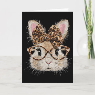 Tarjeta Cara de conejo Bunny femenino Leopardo Coquette Bo