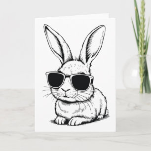Tarjeta Cara de conejo con gafas de sol Día de Pascua para