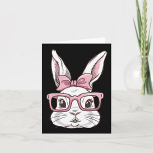 Tarjeta Cara De Conejo Con Sungles Rosa Bow Tie Día De Pas