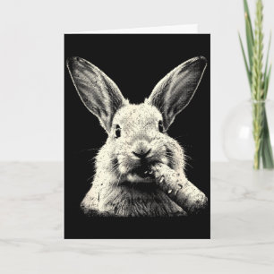 Tarjeta Cara de conejo divertida gráfico conejito vintage