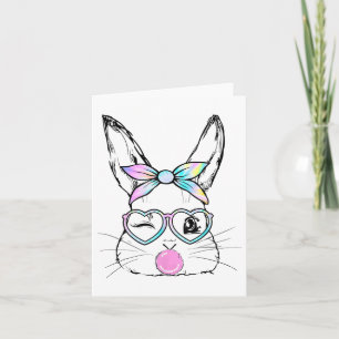 Tarjeta Cara de conejo guiña ojos bandana corazón Gles chi