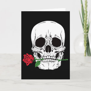 Tarjeta Cara de cráneo rosa roja Rock N Roll Esqueleto gen