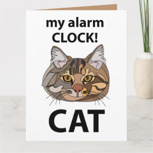 Tarjeta Cara de Gato Mi Reloj de Alarma Gato Atigrado