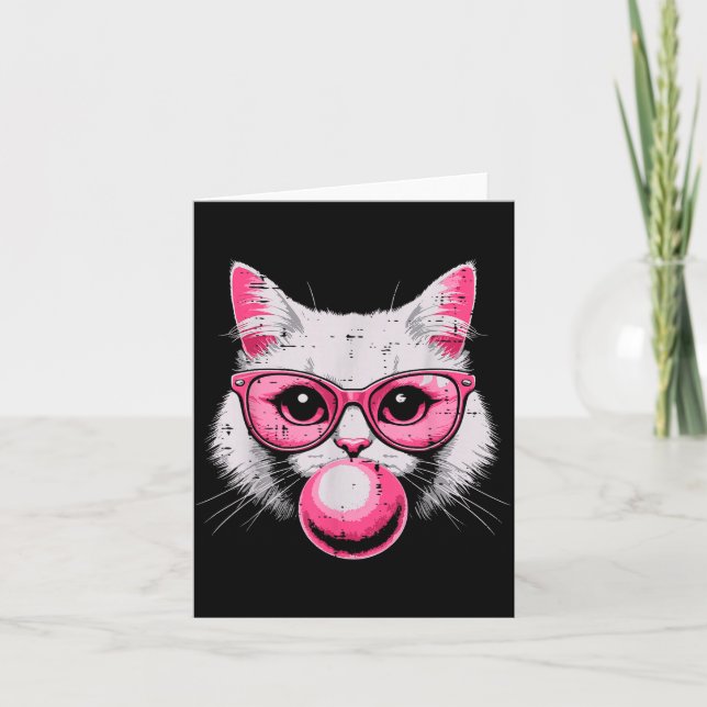 Tarjeta Cara de gato Nk Gles chicle Cute Kitty Mujeres Chi (Anverso)